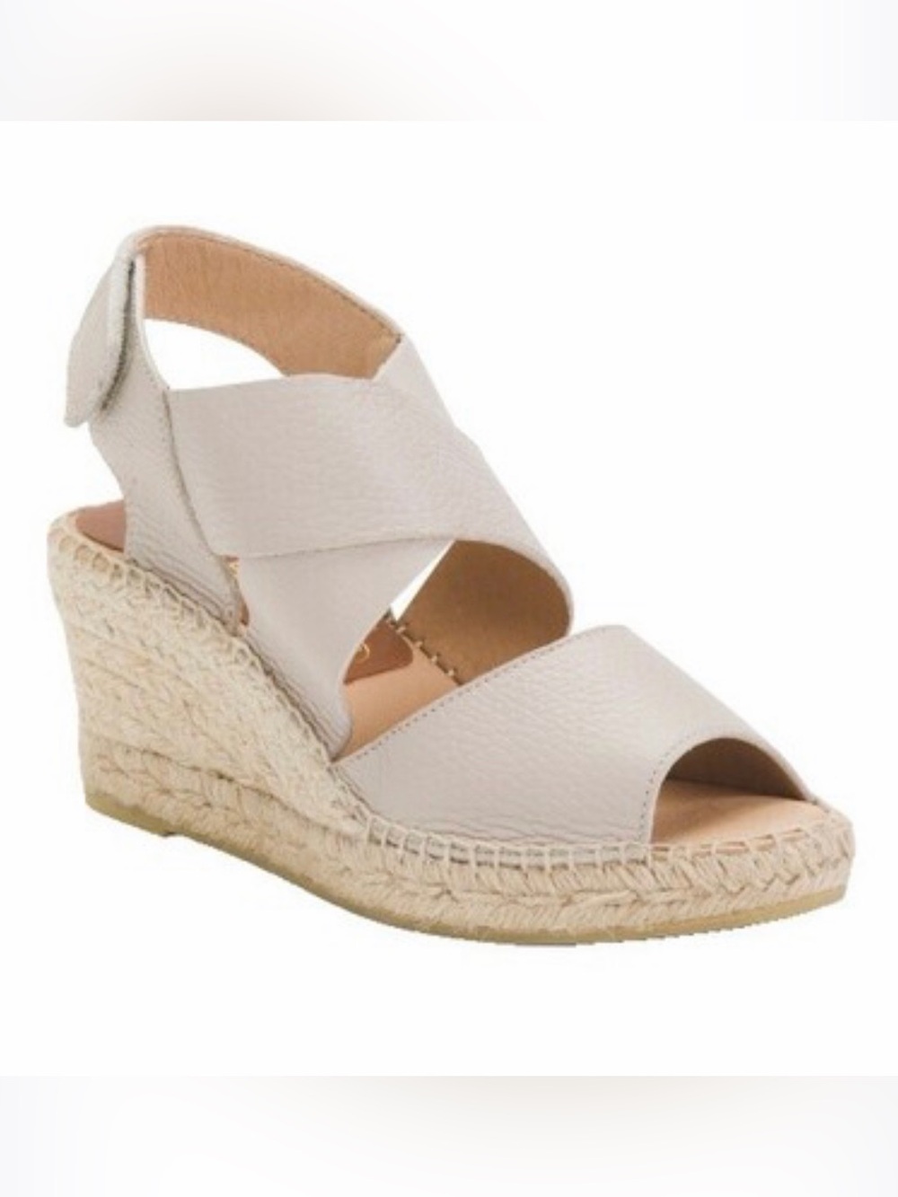 Kanna Women’s Beige/Ivory Leather Wedge Espadrille Size: 9